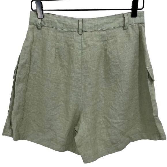 Nicole Miller Linen Light Green High-Waisted Cargo Skort Shorts Sz 4 - Picture 3 of 7